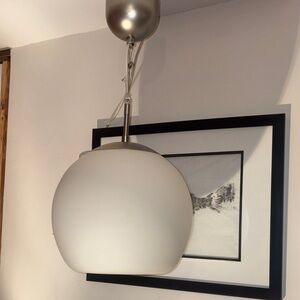 Y2K Ikea βMinutβModern White Globe Round Hanging Light Foyer Dining Room Patio